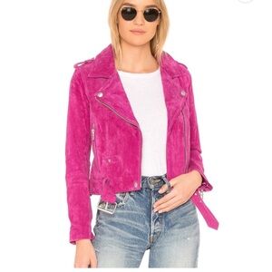 Blank NYC hot pink suede moto jacket size XS
